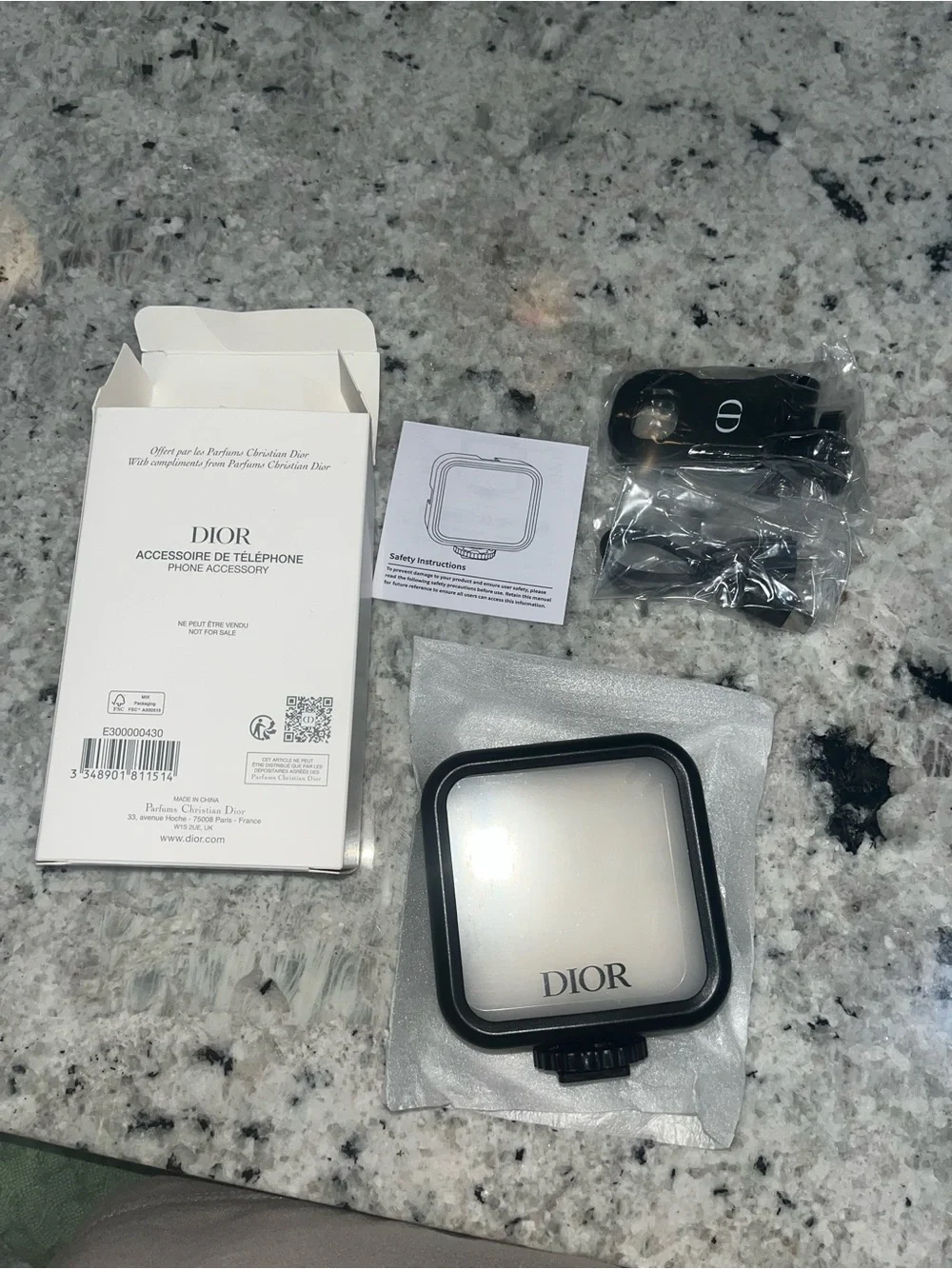 Dior Black and White Square Phone Light Accessory